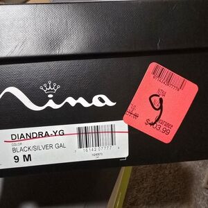 Nina Black and Silver Heel Boots - Size 9M